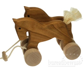 houten trekfiguur 'Dubbel Paard'